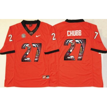 Bulldogs #27 Nick Chubb Red Player Fashion Stitched NCAA Jersey