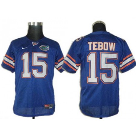 Gators #15 Tim Tebow Blue Stitched Youth NCAA Jersey