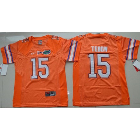 Gators #15 Tim Tebow Orange Stitched Youth NCAA Jersey
