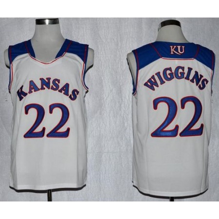 Jayhawks #22 Andrew Wiggins White Basketball Stitched NCAA Jersey