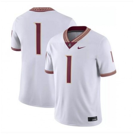 Men's Florida State Seminoles #1 White Stitched Football Jersey