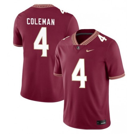 Men's Florida State Seminoles #4 Keon Coleman Garnet Stitched Football Jersey