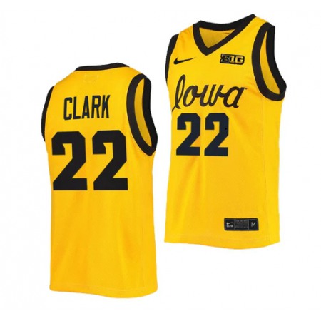 Men's Iowa Hawkeyes #22 Caitlin Clark Yellow College Stitched Basketball Jersey