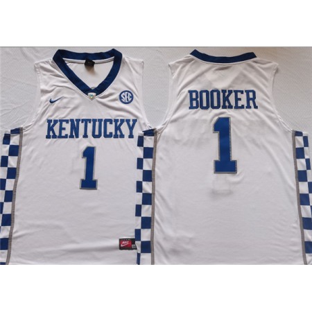 Men's Kentucky Wildcats #1 BOOKER White Stitched Jersey