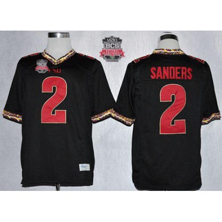 Seminoles #2 Deion Sanders Black 2014 BCS Bowl Patch Stitched NCAA Jersey