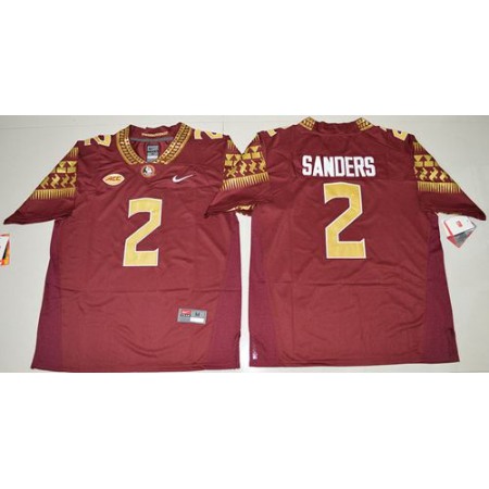 Seminoles #2 Deion Sanders Red Limited Stitched NCAA Limited Jersey