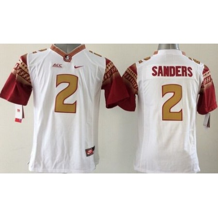 Seminoles #2 Deion Sanders White Limited Stitched Youth NCAA Jersey