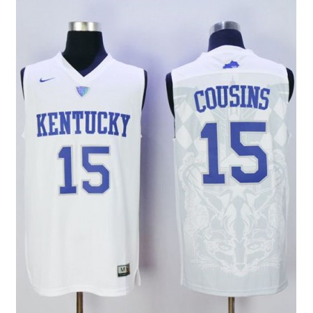 Wildcats #15 DeMarcus Cousins White Basketball Stitched NCAA Jersey