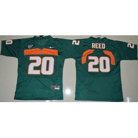 Hurricanes #20 Ed Reed Green Stitched Youth NCAA Jersey