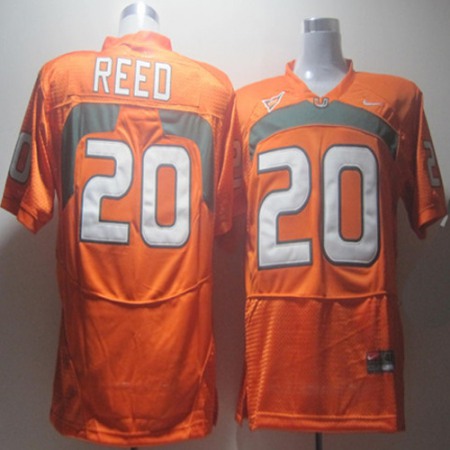 Hurricanes #20 Ed Reed Orange Stitched NCAA Jerseys