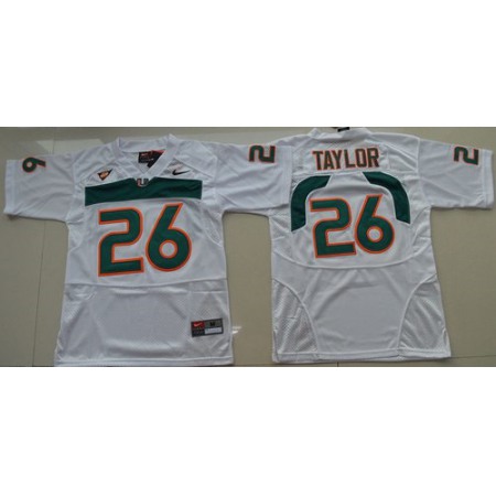 Hurricanes #26 Sean Taylor White Stitched Youth NCAA Jersey