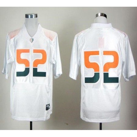 Hurricanes #52 R.Lewis White Pro Combat Stitched NCAA Jerseys