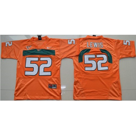 Hurricanes #52 Ray Lewis Orange Stitched Youth NCAA Jersey