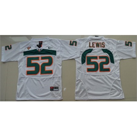 Hurricanes #52 Ray Lewis White Stitched Youth NCAA Jersey