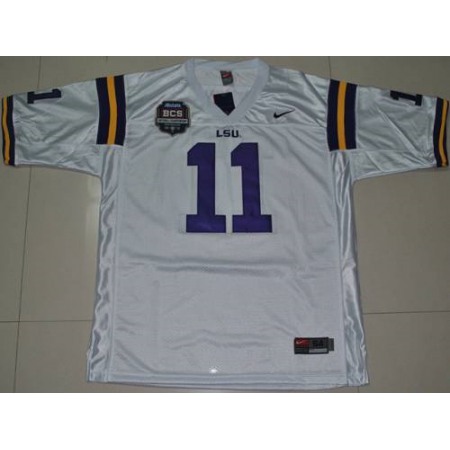 LSU Tigers #11 Spencer Ware White 2012 BCS Championship Patch Stitched NCAA Jersey