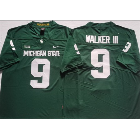 Men's Michigan State Spartans Green #9 WALKER III Green Stitched Jersey
