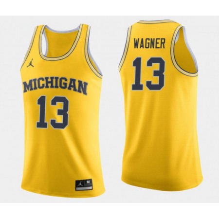 Men's Michigan Wolverines #13 Moritz Wagner Yellow College Stitched Football Jersey