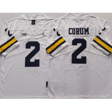 Men's Michigan Wolverines #2 CORUM White Stitched Jersey