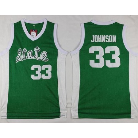 Spartans #33 Magic Johnson Green Throwback Basketball Stitched NCAA Jersey