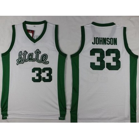 Spartans #33 Magic Johnson White Throwback Basketball Stitched NCAA Jersey