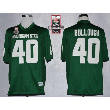 Spartans #40 Max Bullough Green 2014 Rose Bowl Patch Stitched NCAA Jersey