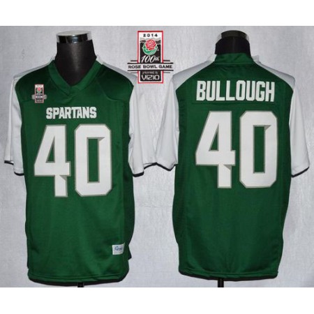 Spartans #40 Max Bullough Green/White 2014 Rose Bowl Patch Stitched NCAA Jersey