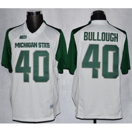 Spartans #40 Max Bullough White/Green Stitched NCAA Jersey