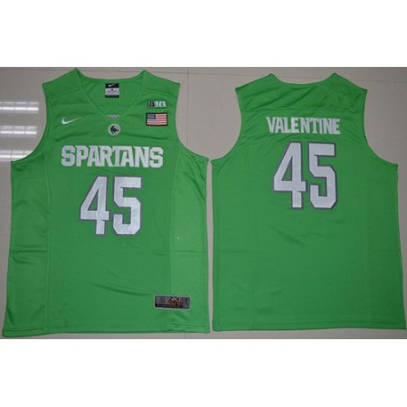 Spartans #45 Denzel Valentine Apple Green Authentic Basketball Stitched NCAA Jersey