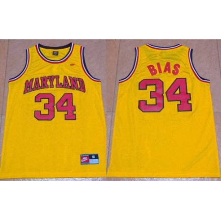 Terrapins #34 Len Bias Yellow Basketball Stitched NCAA Jersey