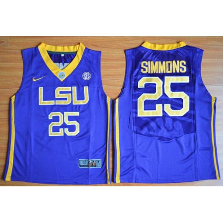 Tigers #25 Ben Simmons Purple Basketball Stitched Youth NCAA Jersey
