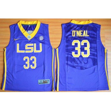 Tigers #33 Shaquille O'Neal Purple Basketball Stitched Youth NCAA Jersey