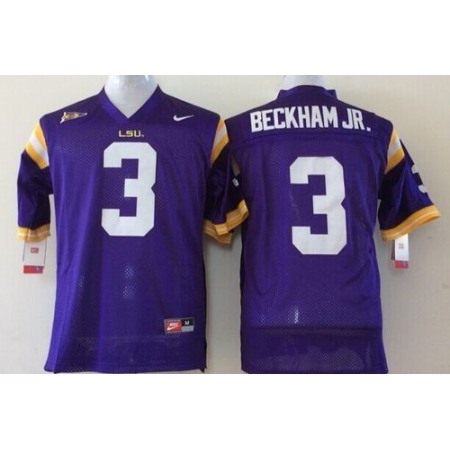 Tigers #3 Odell Beckham Jr Purple Stitched Youth NCAA Jersey