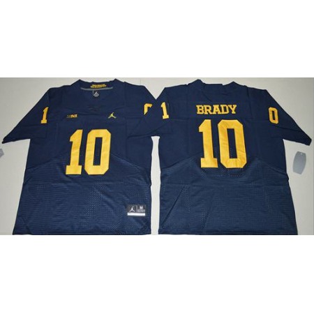 Wolverines #10 Tom Brady Navy Blue Jordan Brand Elite Stitched NCAA Jersey
