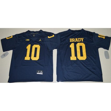 Wolverines #10 Tom Brady Navy Blue Jordan Brand Stitched NCAA Jersey