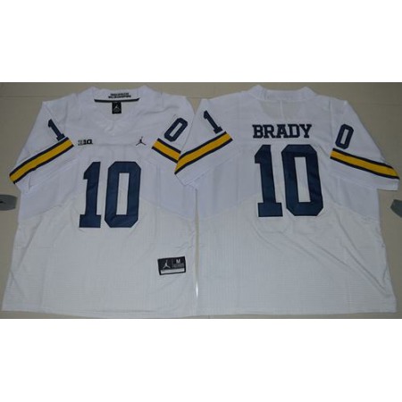 Wolverines #10 Tom Brady White Jordan Brand Elite Stitched NCAA Jersey
