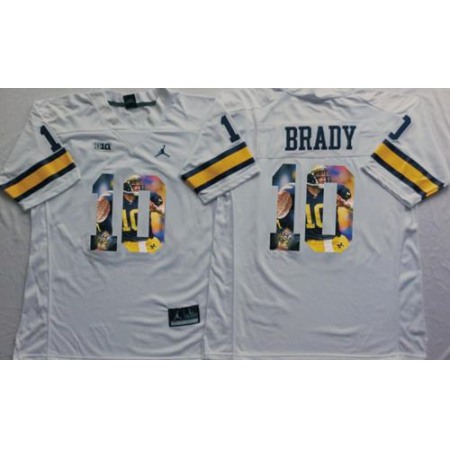 Wolverines #10 Tom Brady White Player Fashion Stitched NCAA Jersey