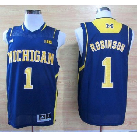 Wolverines #1 Glenn Robinson III Navy Blue Basketball Stitched NCAA Jersey