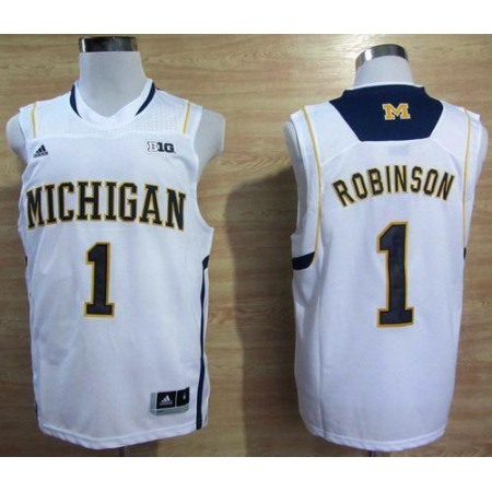 Wolverines #1 Glenn Robinson III White Basketball Stitched NCAA Jersey