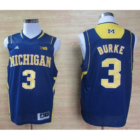 Wolverines #3 Trey Burke Navy Blue Basketball Stitched NCAA Jersey