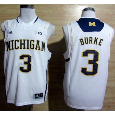 Wolverines #3 Trey Burke White Basketball Stitched NCAA Jersey