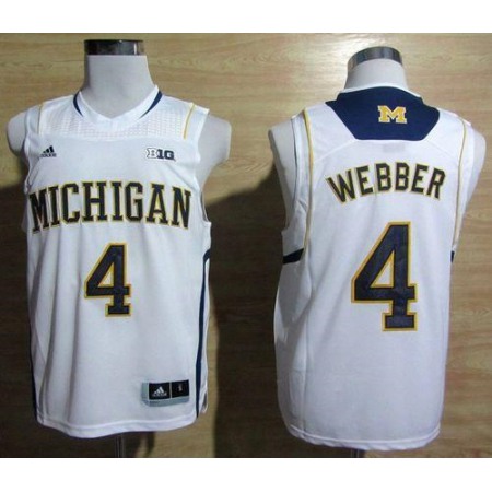 Wolverines #4 Chris Webber White Basketball Stitched NCAA Jersey