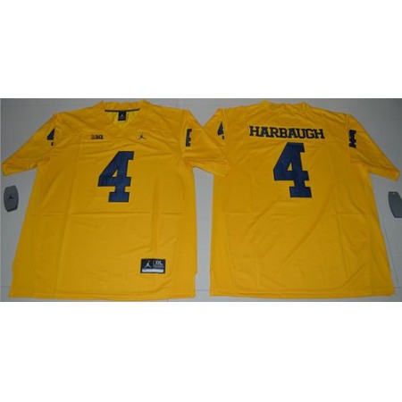 Wolverines #4 Jim Harbaugh Gold Jordan Brand Limited Stitched NCAA Jersey