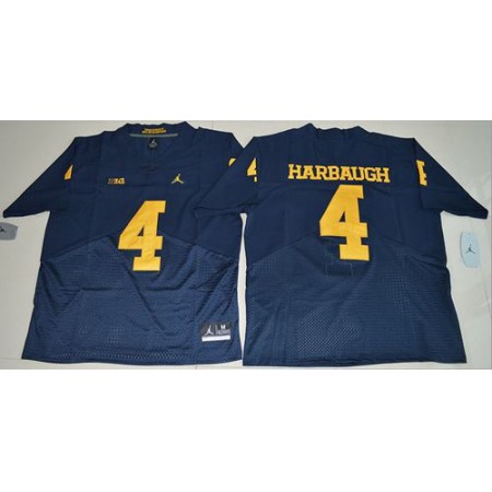 Wolverines #4 Jim Harbaugh Navy Blue Jordan Brand Elite Stitched NCAA Jersey