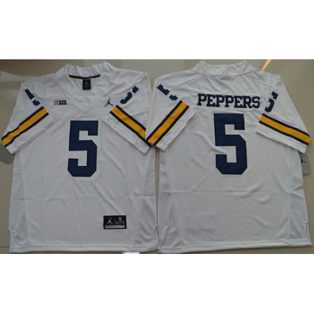 Wolverines #5 Jabrill Peppers White Jordan Brand Stitched NCAA Jersey