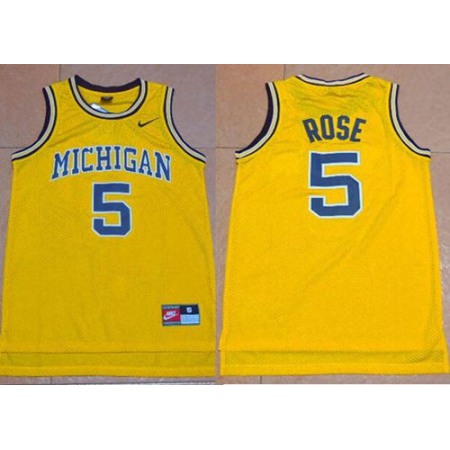 Wolverines #5 Jalen Rose Gold Basketball Stitched NCAA Jersey