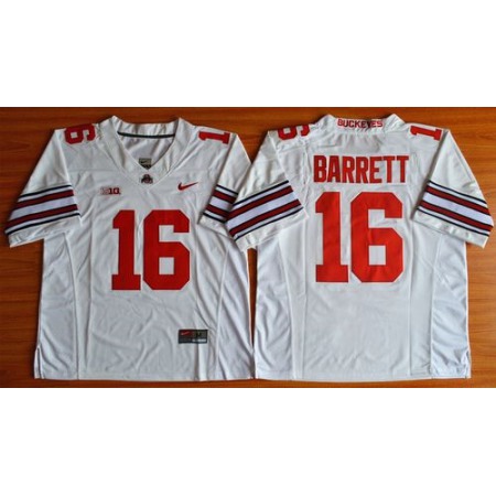Buckeyes #16 J. T. Barrett White Diamond Quest Stitched NCAA Jersey