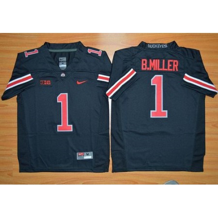 Buckeyes #1 Braxton Miller Black(Red No.) Limited Stitched Youth NCAA Jersey