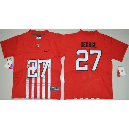 Buckeyes #27 Eddie George Red Alternate Elite Stitched Youth NCAA Jersey
