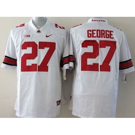 Buckeyes #27 Eddie George White Stitched Youth NCAA Jersey
