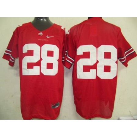 Buckeyes #28 Red Stitched NCAA Jersey